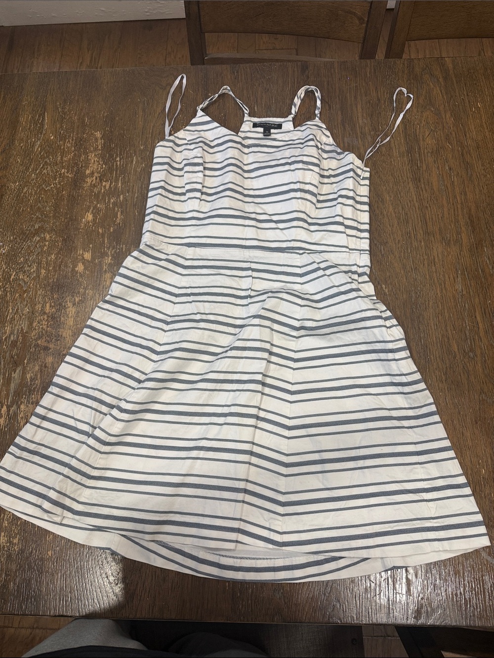 Banana Republic White and Navy Striped Sleeveless Mini Dress